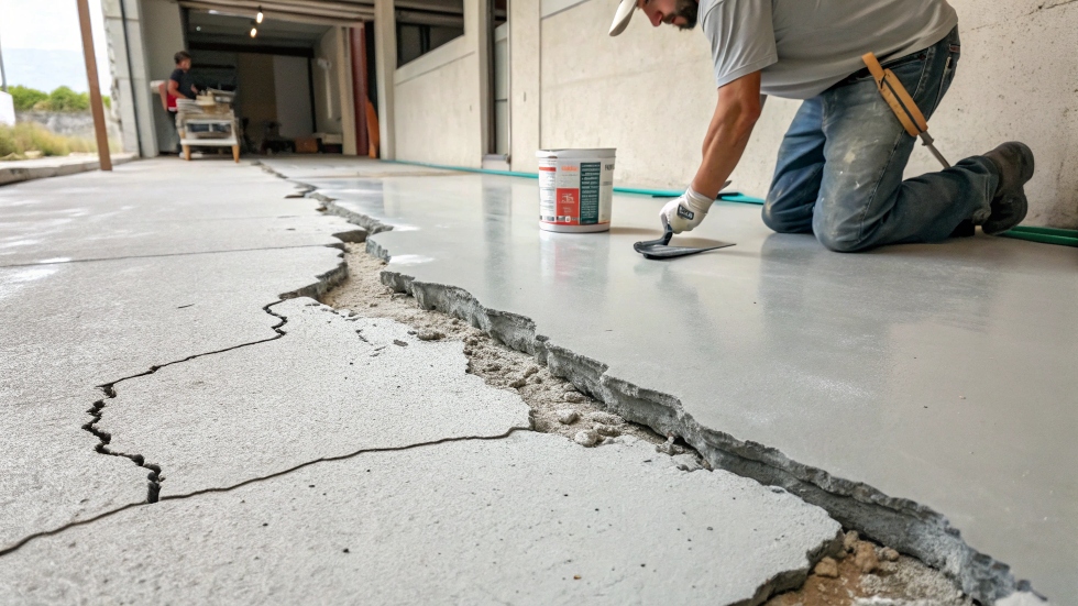 How to fill large cement cracks