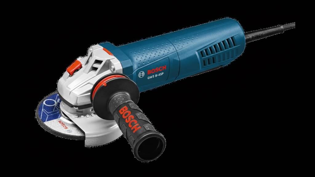 Bosch GWS8-45 4-1 by 2 inch angle grinder with side handle installed