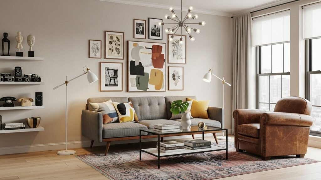 Mixing vintage and modern decor in living room