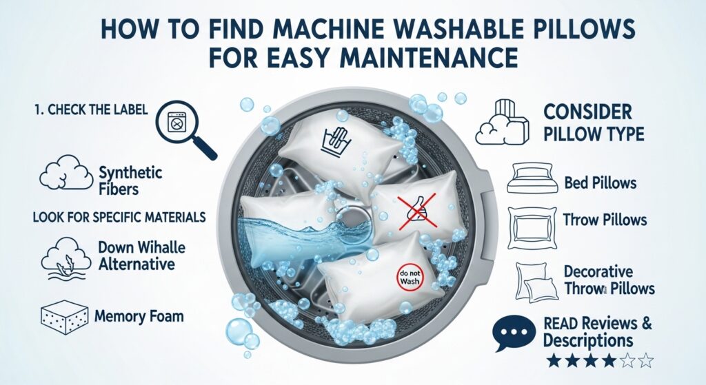 machine washable pillow label care instructions close view