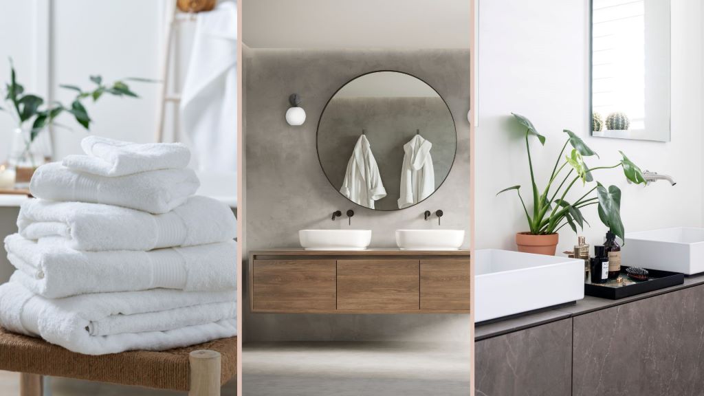 Small bathroom upgraded with candles, plants, and elegant accessories