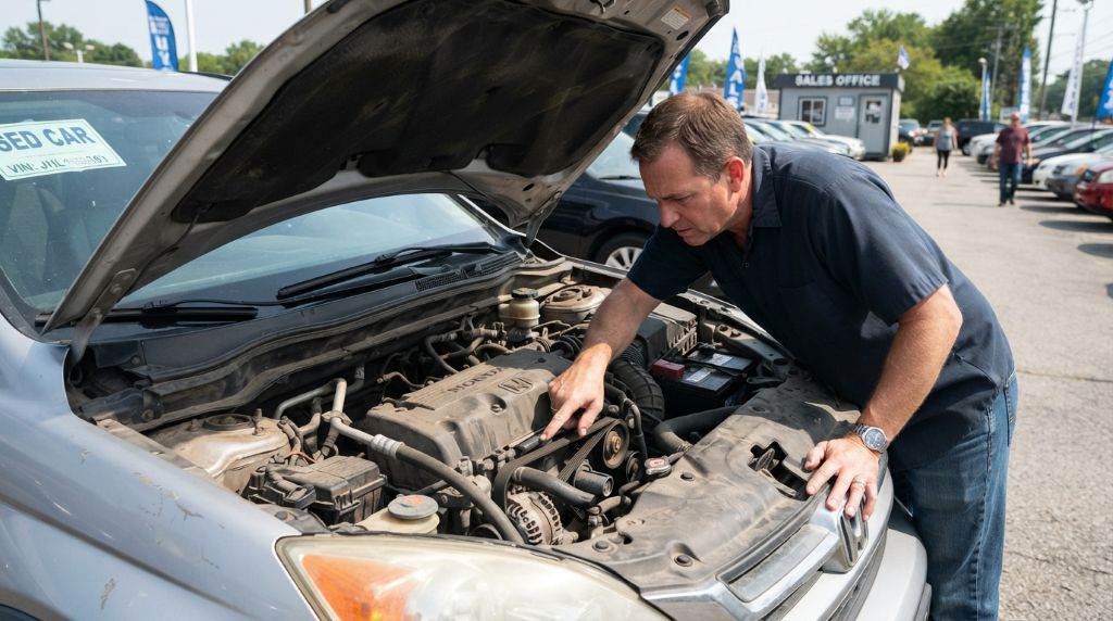 Inspecting a used car engine and mechanical components