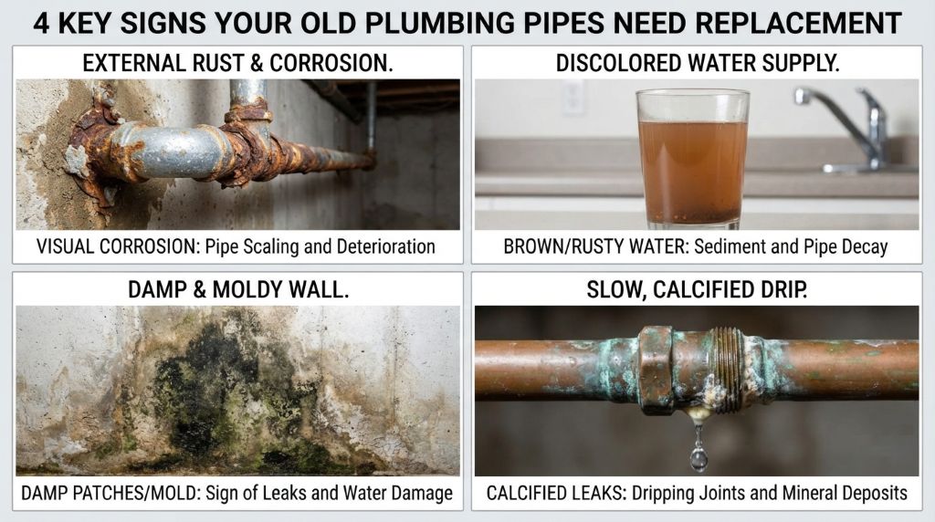 Signs that old plumbing pipes need replacement