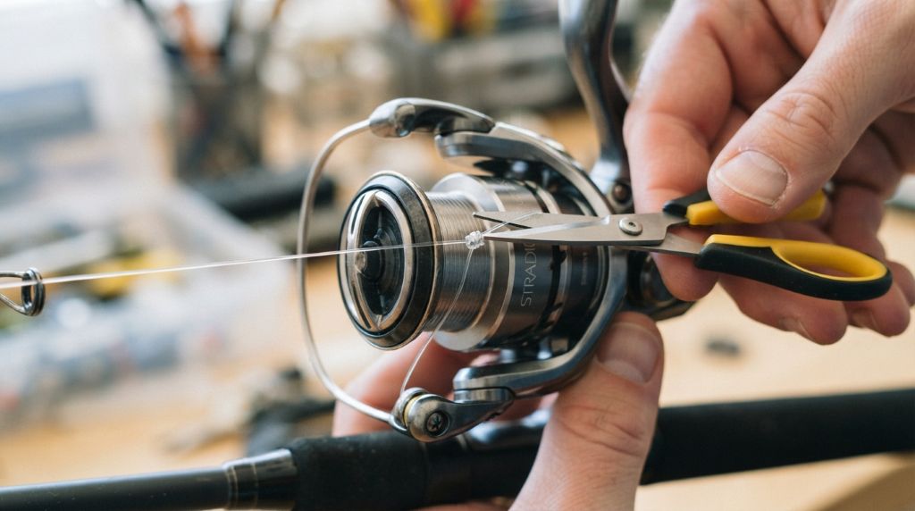 Spooling fishing line onto a spinning reel